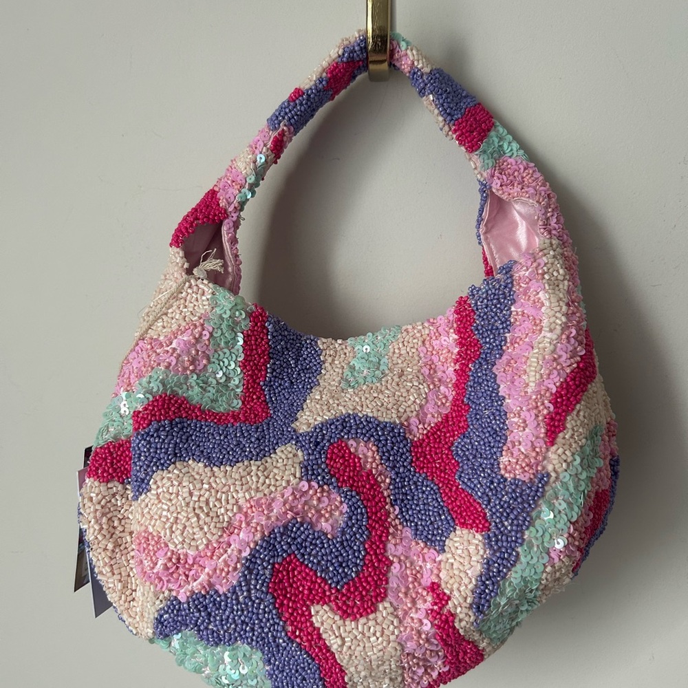 Viral Beaded Pink purple swirl Bag - Picture 3 of 3